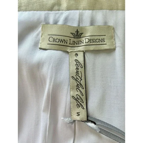 Arte Italica-Crown Linen Designs Women's Bobbi Long Blazer in Ivory - Sz S - NWT